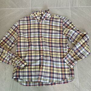 J Crew Yellow Plaid Slim Fit Button Down Long Sleeve Shirt Size XL